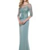 Mon Cheri - Quarter Sleeves Gown In Light Turquoise 115963