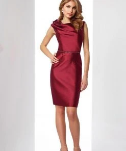 Mon Cheri Rosette Accented Sheath Dress - 1 Pc Wine In Size 8 Available