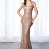 Mon Cheri Sequined Queen Anne Sheath Gown 217632