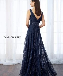 Mon Cheri Sequined Tulle Sleeveless Gown 217645 - 1 Pc Navy In Size 4 Available