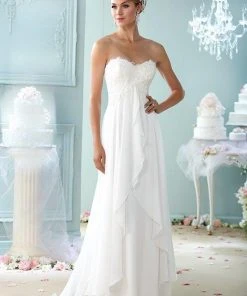 Mon Cheri Strapless Sweetheart A-line Gown