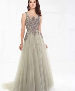 Montage By Mon Cheri - 118962 Sleeveless Beaded Tulle A-line Gown