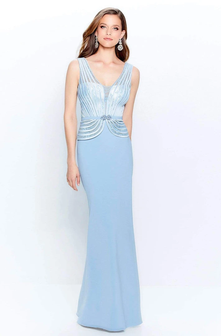 Montage By Mon Cheri - 120904 Embroidered V-Neck Sheath Dress 3 Montage By Mon Cheri - 120904 Embroidered V-Neck Sheath Dress