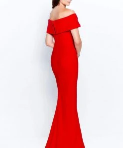 Montage By Mon Cheri - 120905 Off Shoulder Brooch Accent Sheath Gown