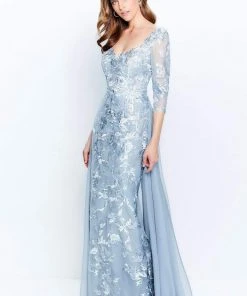 Montage By Mon Cheri - 120918 Embroidered V-Neck Sheath Dress