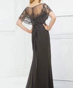 Montage By Mon Cheri - 217947 Sheer Embellished Capelet Bateau Gown 8 Montage By Mon Cheri - 217947 Sheer Embellished Capelet Bateau Gown