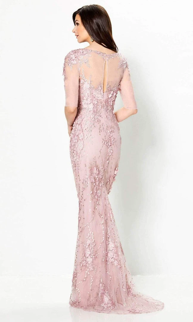 Montage By Mon Cheri - 219971 Floral Applied Illusion Dress 4 Montage By Mon Cheri - 219971 Floral Applied Illusion Dress