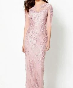 Montage By Mon Cheri - 219971 Floral Applied Illusion Dress