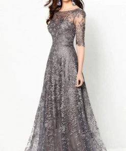 Montage By Mon Cheri - 219976 Embroidered Lace Illusion Bateau Dress