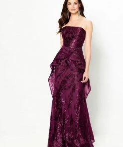 Montage By Mon Cheri - 219992 Strapless Embroidered Peplum Gown