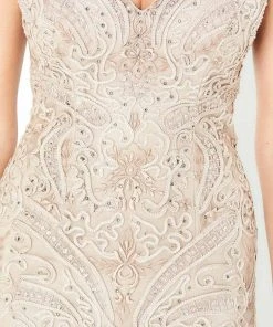 Montage By Mon Cheri - 220934 Beaded Soutache Cap Sleeved Sheath Gown