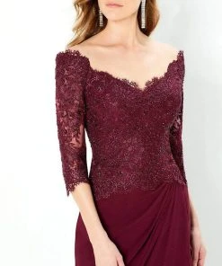 Montage By Mon Cheri - 220942 Beaded Quarter-Length Dress