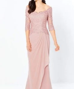 Montage By Mon Cheri - 220942 Beaded Quarter-Length Dress