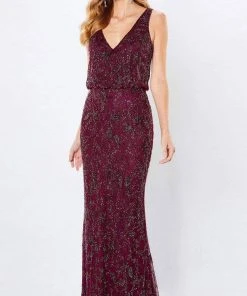 Montage By Mon Cheri - 221966 Beaded Blouson Column Dress