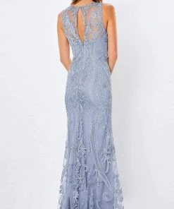 Montage By Mon Cheri - 221971 Jewel Neck Embroidered Sheath Gown