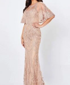 Montage By Mon Cheri - 221971 Jewel Neck Embroidered Sheath Gown