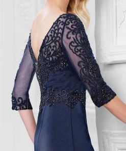 Montage By Mon Cheri - Fit And Flare Gown 117910W - 1 Pc Navy In Size 22W Available