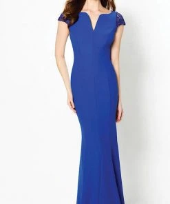 Montage By Mon Cheri - Seamed V Neck Mermaid Dress - 1 Pc Royal Blue In Size 6 Available