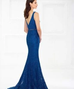 Montage By Mon Cheri - Sheath Gown With Long-Sleeved Jacket 118983 - 1 Pc Dark Peacock In Size 16 Available