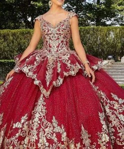 Mori Lee - 60134 Metallic Embroidered Peplum Ballgown