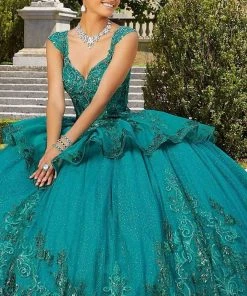 Mori Lee - 60134 Metallic Embroidered Peplum Ballgown