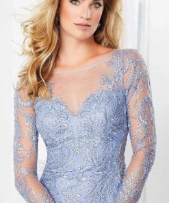 MGNY By Mori Lee Mori Lee - 72301 Illusion Neckline And Sleeve Beaded Sheath Godet Gown 9 MGNY By Mori Lee Mori Lee - 72301 Illusion Neckline And Sleeve Beaded Sheath Godet Gown