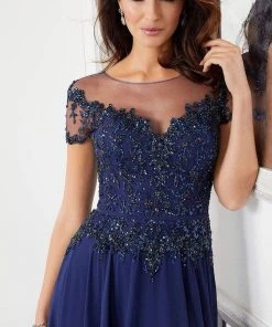 MGNY By Mori Lee Mori Lee - 72309 Illusion Neckline Crystal Beaded Chiffon A-Line Gown 7 MGNY By Mori Lee Mori Lee - 72309 Illusion Neckline Crystal Beaded Chiffon A-Line Gown