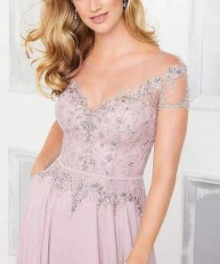 MGNY By Mori Lee Mori Lee - 72309 Illusion Neckline Crystal Beaded Chiffon A-Line Gown 9 MGNY By Mori Lee Mori Lee - 72309 Illusion Neckline Crystal Beaded Chiffon A-Line Gown