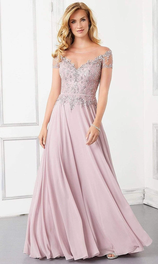 MGNY By Mori Lee Mori Lee - 72309 Illusion Neckline Crystal Beaded Chiffon A-Line Gown 5 MGNY By Mori Lee Mori Lee - 72309 Illusion Neckline Crystal Beaded Chiffon A-Line Gown