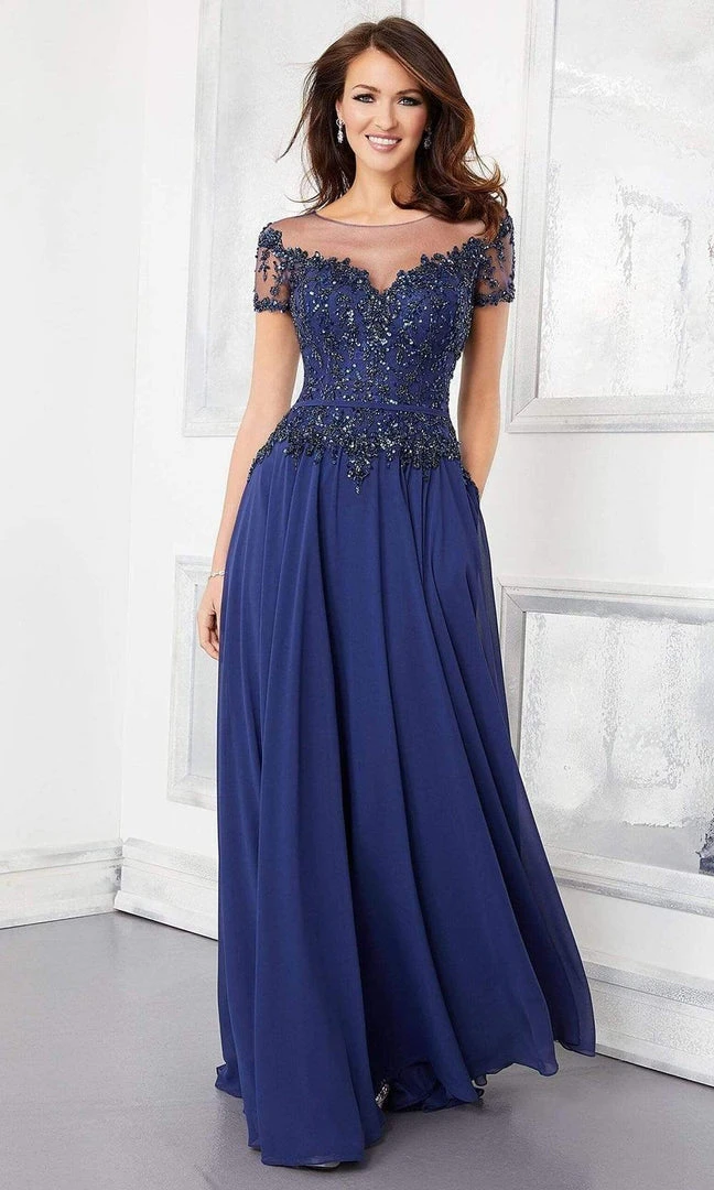MGNY By Mori Lee Mori Lee - 72309 Illusion Neckline Crystal Beaded Chiffon A-Line Gown 3 MGNY By Mori Lee Mori Lee - 72309 Illusion Neckline Crystal Beaded Chiffon A-Line Gown
