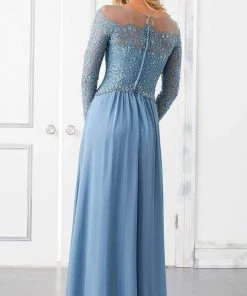 MGNY By Mori Lee Mori Lee - 72310 Crystal Beaded Illusion Lace Bodice Chiffon Gown 9 MGNY By Mori Lee Mori Lee - 72310 Crystal Beaded Illusion Lace Bodice Chiffon Gown