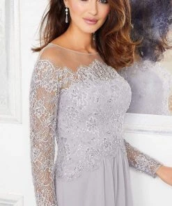 MGNY By Mori Lee Mori Lee - 72310 Crystal Beaded Illusion Lace Bodice Chiffon Gown 7 MGNY By Mori Lee Mori Lee - 72310 Crystal Beaded Illusion Lace Bodice Chiffon Gown