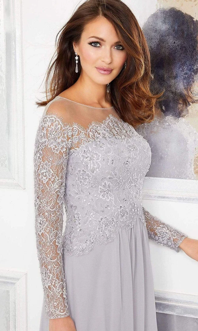 MGNY By Mori Lee Mori Lee - 72310 Crystal Beaded Illusion Lace Bodice Chiffon Gown 4 MGNY By Mori Lee Mori Lee - 72310 Crystal Beaded Illusion Lace Bodice Chiffon Gown