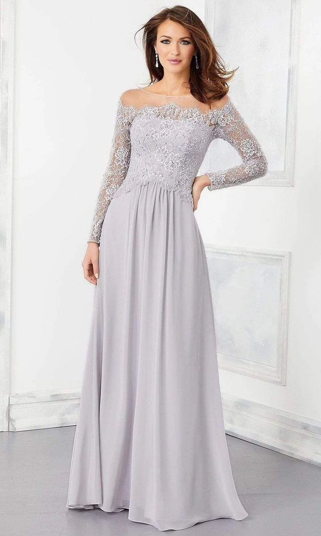 MGNY By Mori Lee Mori Lee - 72310 Crystal Beaded Illusion Lace Bodice Chiffon Gown 3 MGNY By Mori Lee Mori Lee - 72310 Crystal Beaded Illusion Lace Bodice Chiffon Gown