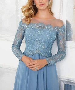 MGNY By Mori Lee Mori Lee - 72310 Crystal Beaded Illusion Lace Bodice Chiffon Gown 8 MGNY By Mori Lee Mori Lee - 72310 Crystal Beaded Illusion Lace Bodice Chiffon Gown
