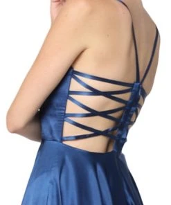 Nox Anabel - A180 Deep V-neck A-line Dress With Strappy Back