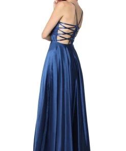 Nox Anabel - A180 Deep V-neck A-line Dress With Strappy Back