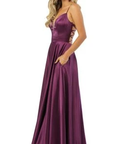 Nox Anabel - A180 Deep V-neck A-line Dress With Strappy Back