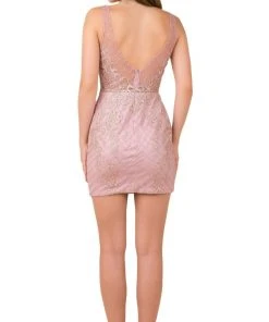 Nox Anabel - A673 Sleeveless V Neck Embellished Cocktail Dress