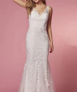 Nox Anabel Bridal A398W - Embroidered Bridal Dress
