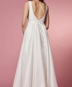 Nox Anabel Bridal E156W - Deep V-Neck Bridal Dress