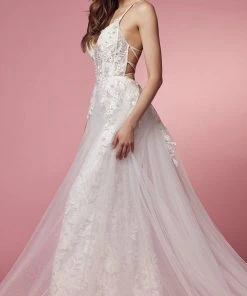 Nox Anabel Bridal F485W - Lace Overskirt Bridal Dress