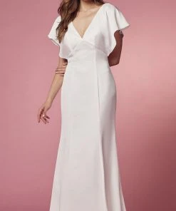 Nox Anabel Bridal JE912 - Flutter Sleeve Bridal Gown
