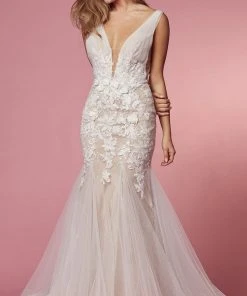 Nox Anabel Bridal JE917 - Plunging V-Neck Bridal Gown