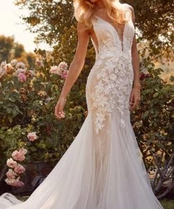 Nox Anabel Bridal JE917 - Plunging V-Neck Bridal Gown