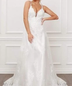Nox Anabel - C461 Lace Applique Long A-Line Wedding Gown