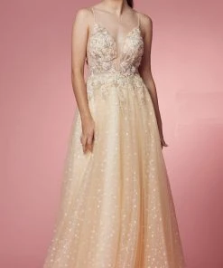 Nox Anabel E1002 - Sheer Embroidered Evening Gown