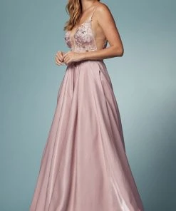 Nox Anabel E1004 - Floral A-Line Prom Dress 10 Nox Anabel E1004 - Floral A-Line Prom Dress