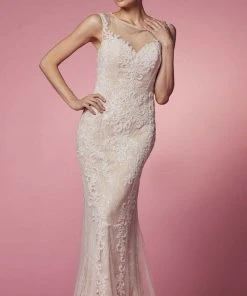 Nox Anabel E1006 - Beaded Applique Evening Dress 16 Nox Anabel E1006 - Beaded Applique Evening Dress
