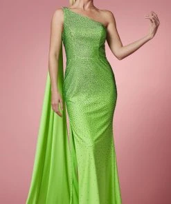 Nox Anabel E1039 - Cascade Paneled Evening Dress